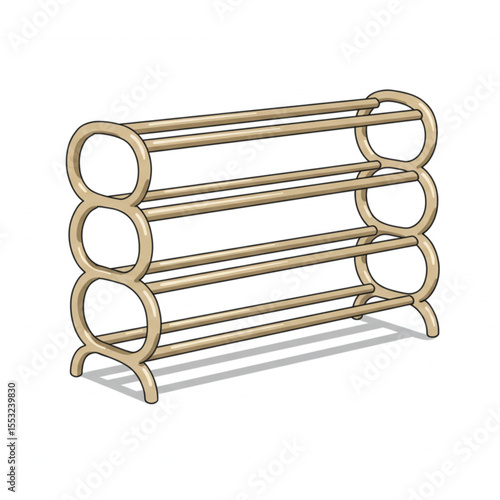 Organized shoe rack stands tall in this attractive cartoon graphic, perfect for branding and household organization layouts.