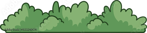 Cartoon green bush with bold outline illustration