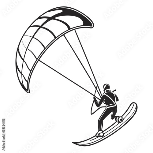 minimal kitesurfing logo design template monoline