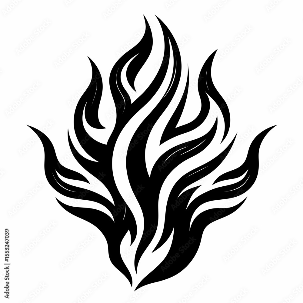 Stylized black flames tribal design on white background Stylized black flames tribal design on white background