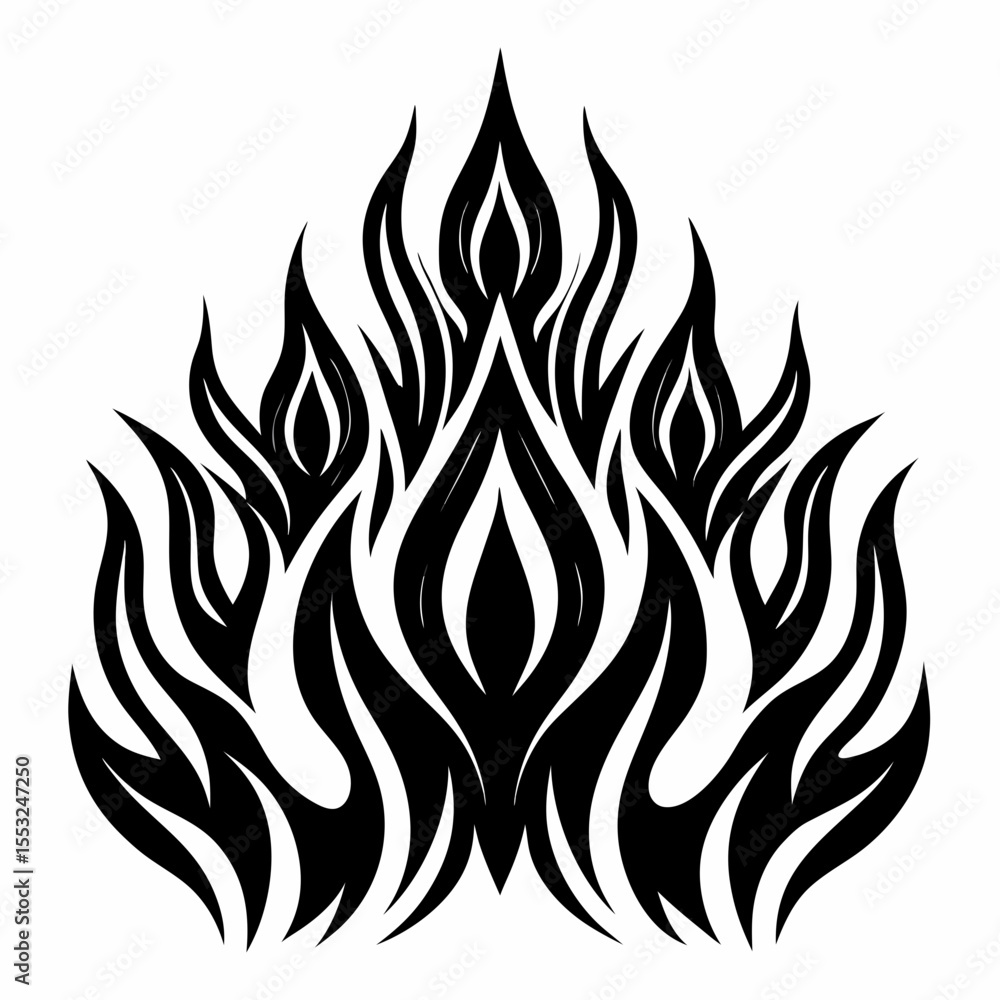 Stylized black and white flame tribal design illustration Stylized black and white flame tribal design illustration