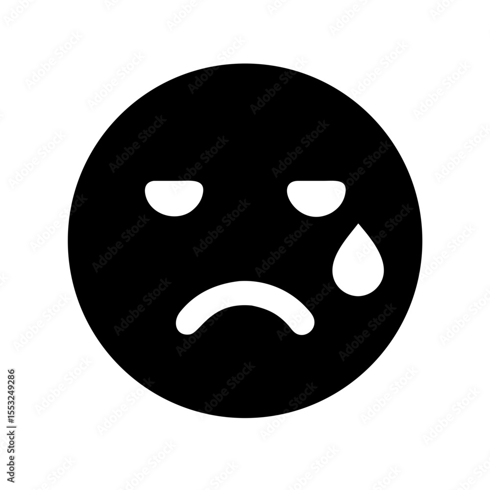 Fototapeta premium Sad face with tears icon vector illustration