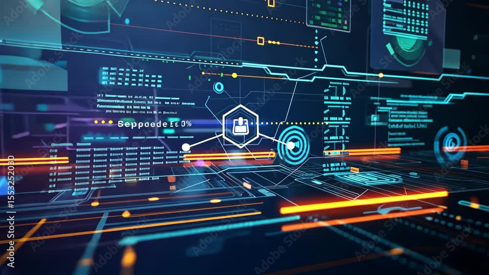 A futuristic concept of a software update process, sleek interface ...