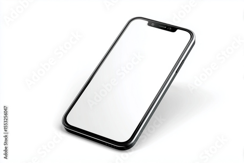 Modern smartphone with blank white screen isolated on white background for app design