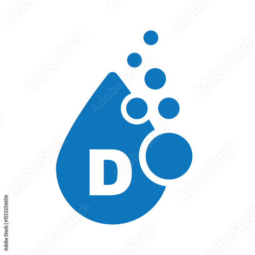 Vitamin D complex with drop bubbles - icon, vector.