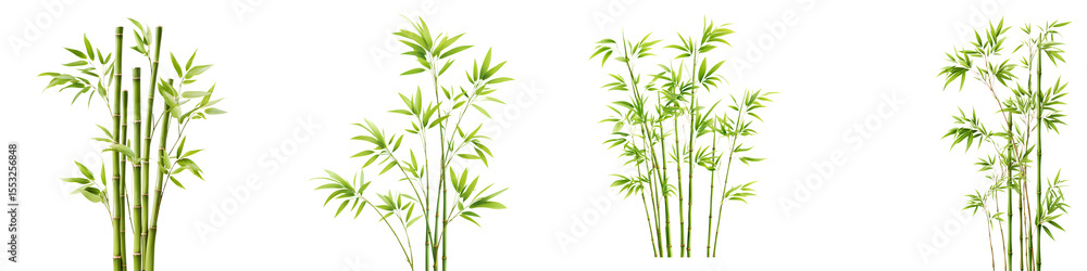 Fototapeta premium Bamboo Plant Collection: Lush Greenery on White Background