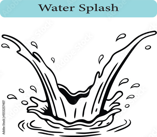 Dynamic Water Splash Illustration, Vector illustration.