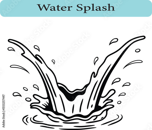 Dynamic Water Splash Illustration, Vector illustration.