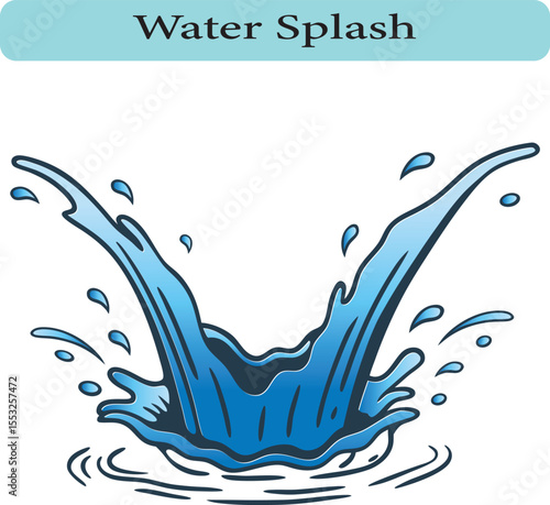 Dynamic Water Splash Illustration, Vector illustration.