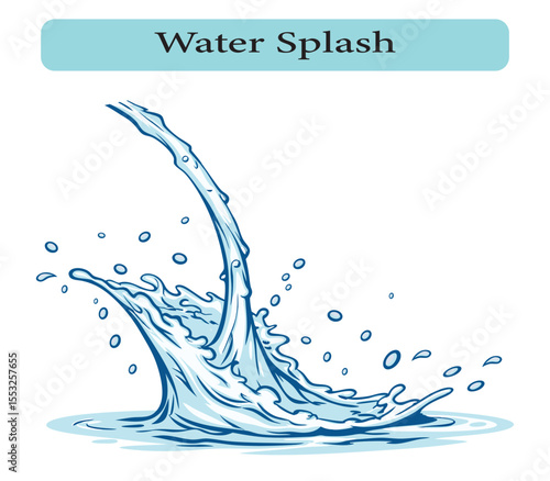 Dynamic Water Splash Illustration, Vector illustration.
