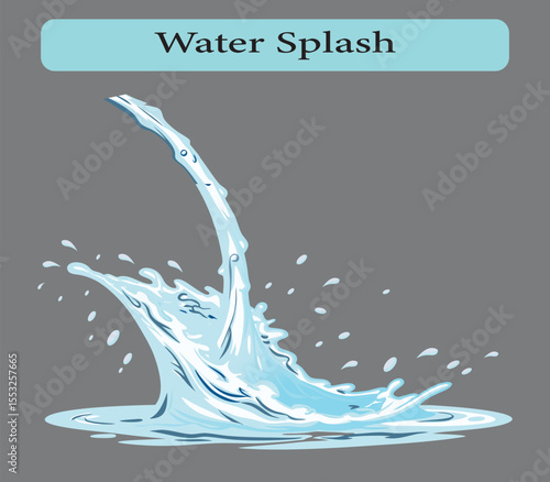 Dynamic Water Splash Illustration, Vector illustration.
