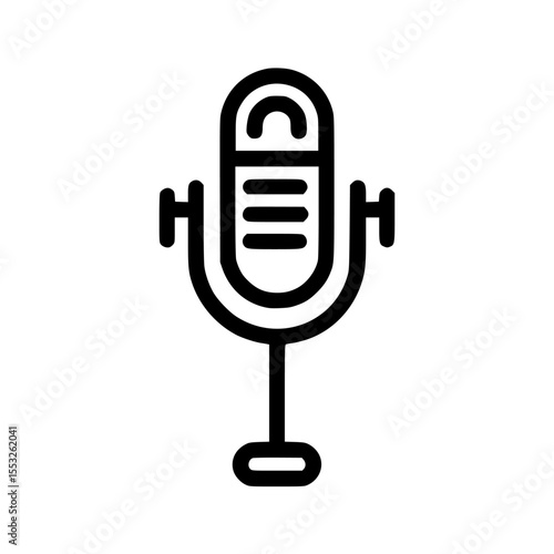 Retro microphone icon, classic design, broadcasting, communication, vintage style.