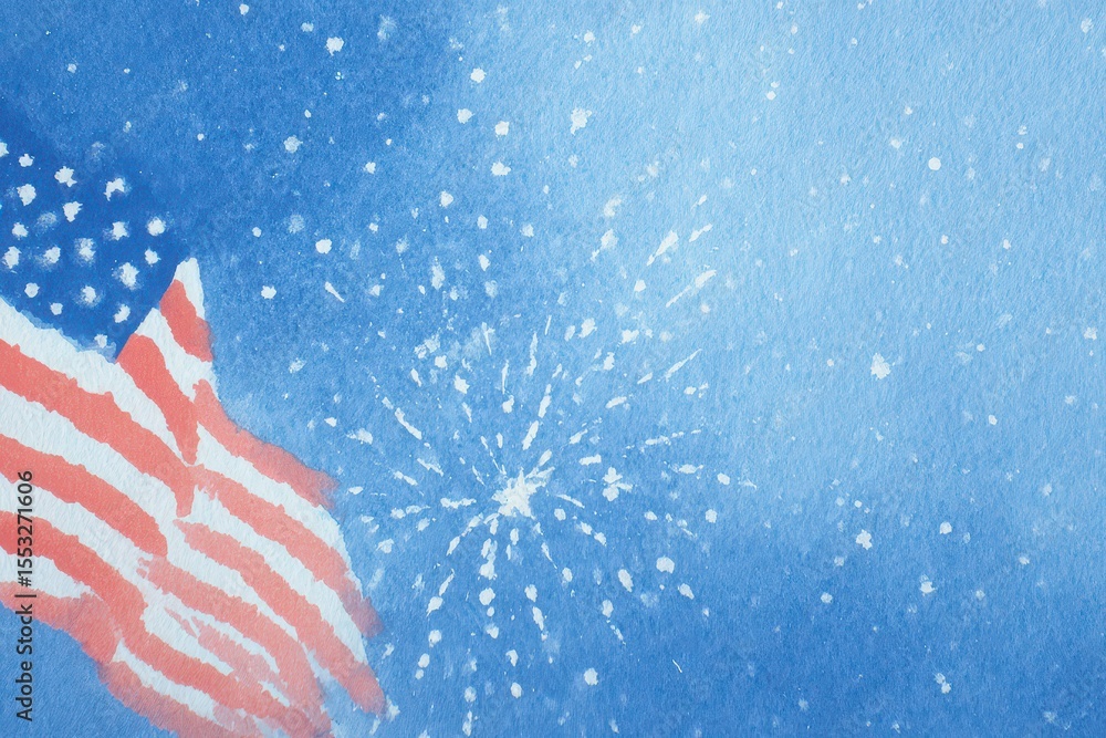 Obraz premium Celebration of American Independence Day with fireworks illuminating the sky and the USA flag waving proudly in the background