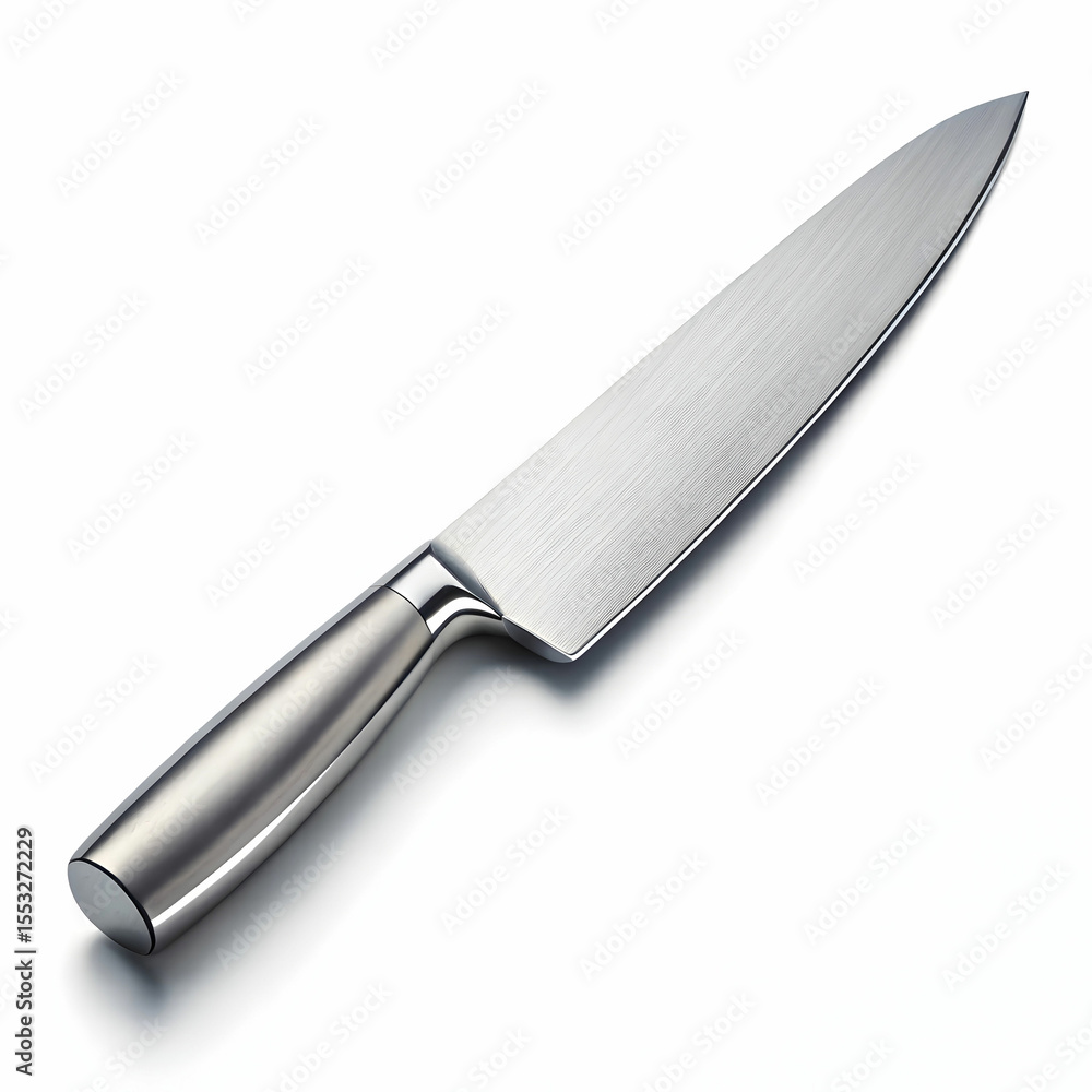 A sharp, durable stainless steel kitchen knife designed for precise cutting, chopping A sharp, durable stainless steel kitchen knife designed for precise cutting, chopping