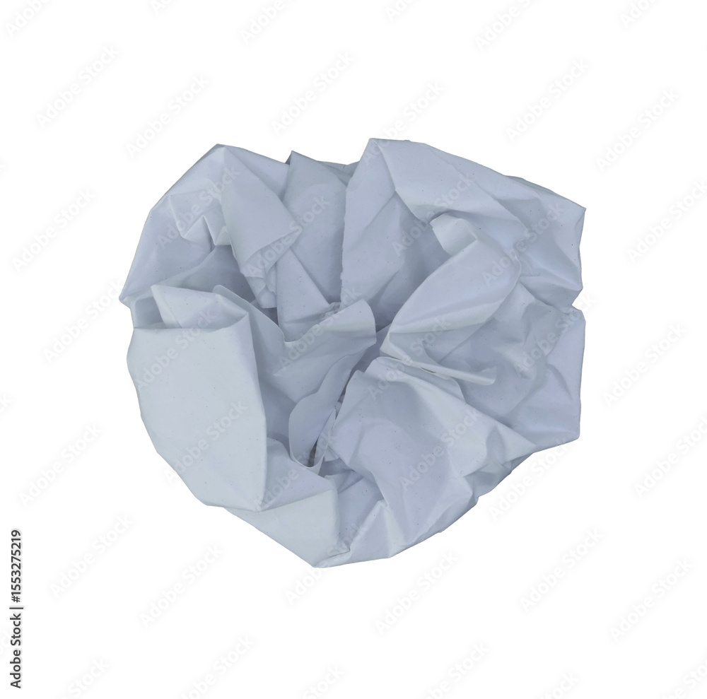 Naklejka premium Crumpled white paper ball on transparent background png file