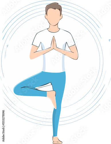 Illustration minimaliste de posture yoga équilibre