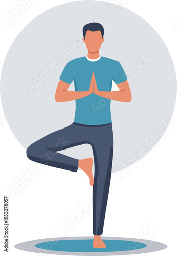 Sujet zen et stylisé en pose de yoga arbre