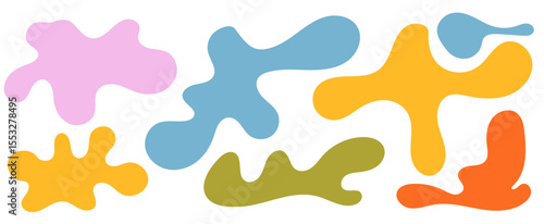 Hand drawn wavy organic form speech bubble, dialog frame background for text highlight set. Liquid minimalistic sketch doodle set.