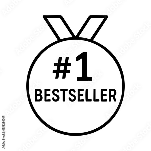 Number one bestseller medal icon for top ranked product label or promotion