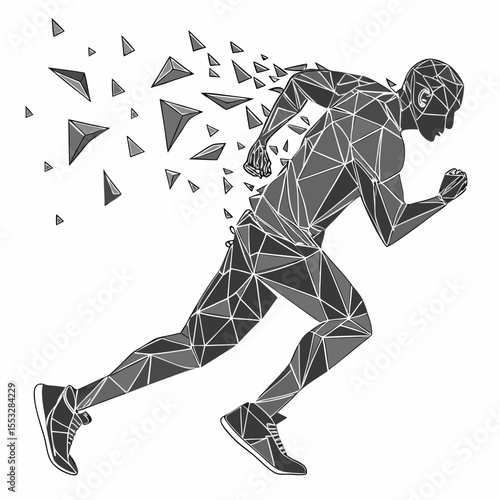 Polygon Runner Silhouette – Geometric Abstract Athlete Sprinting