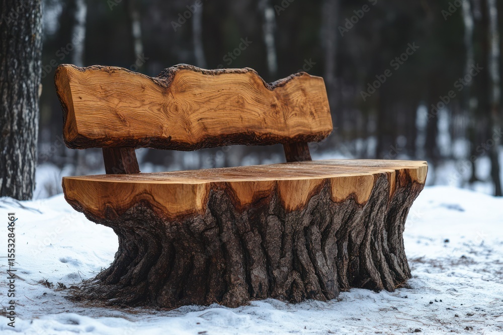 custom made wallpaper toronto digitalWooden Tree Stump Bench in the Middle of the Forest