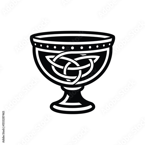 Black and white vector of a Celtic-style chalice with knotwork detail. Ideal for logos, tattoos, or mythological and spiritual themes.