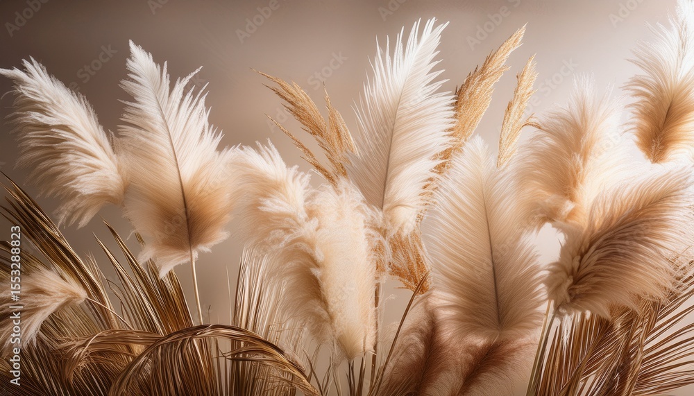 Obraz premium elegant palm leaves and pampas grass create a natural aesthetic background