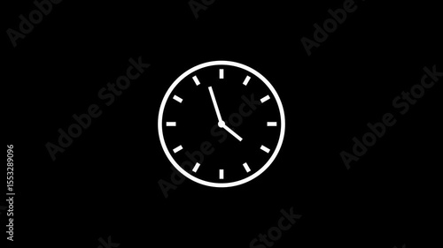 Clock animation 24 Hour Day Fast Speed. White circle digital and analog clock neon looped black background 4k video.