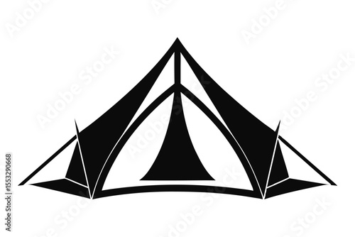 Stylized Black Tent Illustration Camping, Outdoor Adventure, and Recreational Symbolism Emphasized Nicely