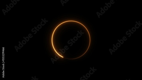 circle loading neon light orange color animation. Download progress, interface red color animated.