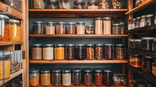 Wallpaper Mural Organized pantry with glass jars Torontodigital.ca