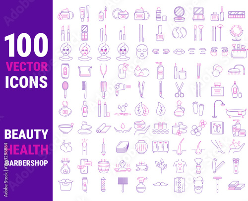 Icon set. Beauty, health, barbershop