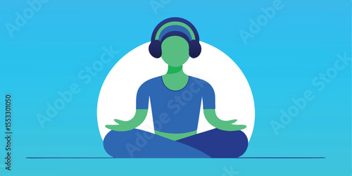 Mindful meditation practice with headphones peaceful yoga