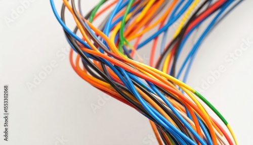 Colorful Wires Arrangement On White Background