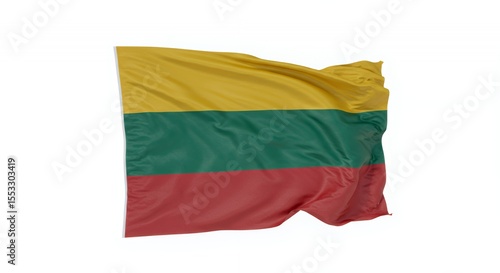 Lithuanian Flag Fluttering in the Wind, a Vibrant Symbol of Independence