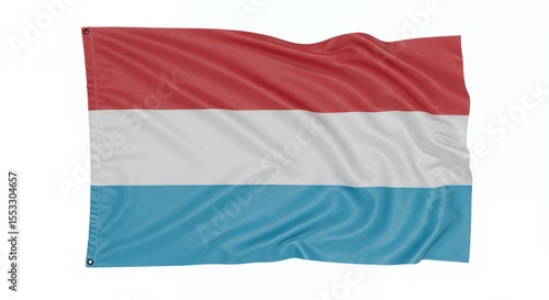 Luxembourg's Tricolor Flag Waves Proudly in Render