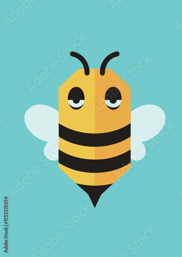 Interlocking Flat Design Kimo-kawaii Bee Character