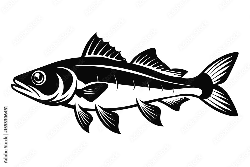 Fototapeta premium Elegant Vector Illustration of a Fish with Detailed Fins and Tail Design