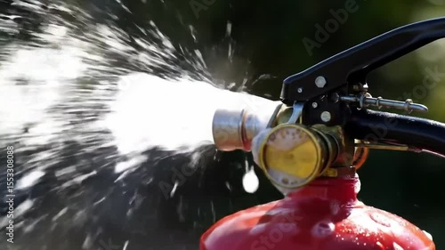 Fire Extinguisher Spraying Foam Burst