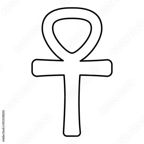 Ankh Coptic cross ancient Egyptian religious symbol contour outline line icon black color vector illustration image thin flat style