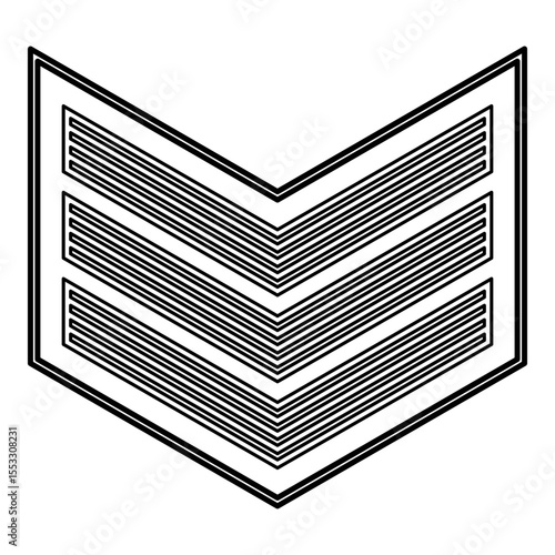 Army chevron military rank insignia badge symbol sign petty officer contour outline line icon black color vector illustration image thin flat style