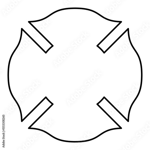 Firefighter cross Malta emblem fire fighter dept contour outline line icon black color vector illustration image thin flat style