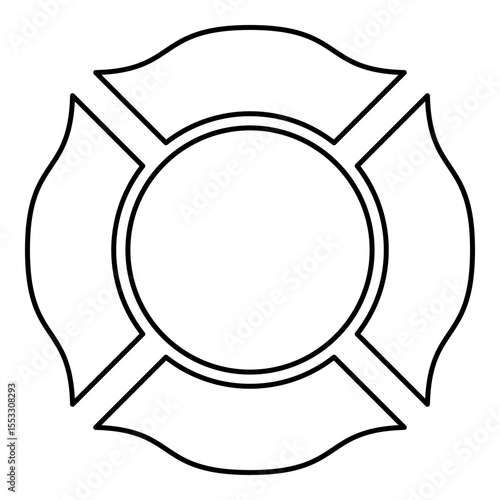 Firefighter cross Malta emblem fire fighter dept contour outline line icon black color vector illustration image thin flat style