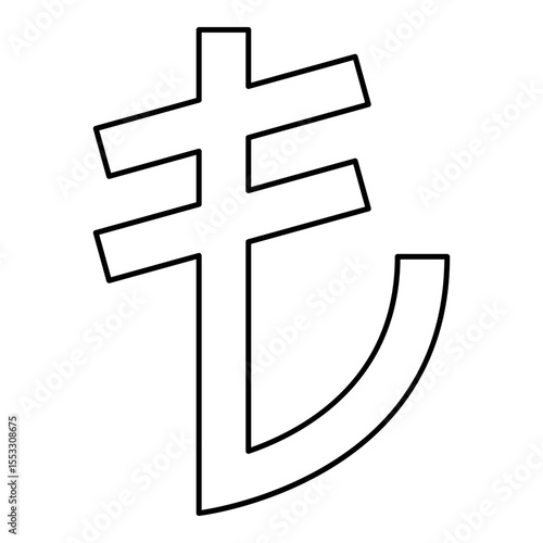 Turkish lira currency symbol money contour outline line icon black color vector illustration image thin flat style