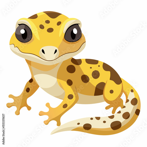 Dalmatian Crested Gecko Vector Illustration – Cream Body with Black Spots