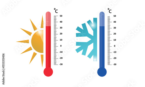 Celsius meteorological thermometers measuring heat and cold