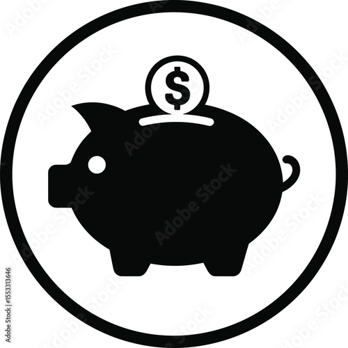 Piggy Bank with Dollar Coin: Saving Money, Financial Security, Investment Growth, Future Planning, Personal Finance, Budgeting Essentials, Wealth Accumulation, Childhood Savings, Retirement Funds.