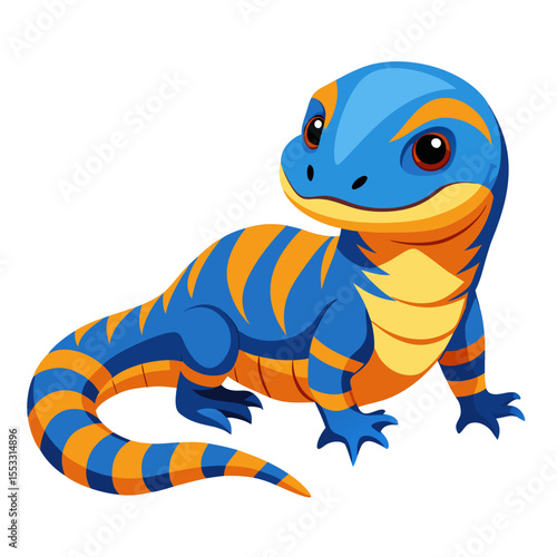 Cute Blue-Tongue Skink Vector Illustration – Juvenile Northern Morph