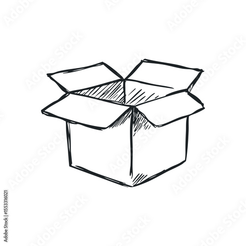 Doodle illustration of a parcel box on isolated white background