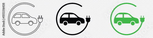 Car charging point icon png. Electric plug symbol. Electricity sign. Green energy vector illustration. Phone charge technology concept. 
Wire with plug and lightning bolt pictogram. 
